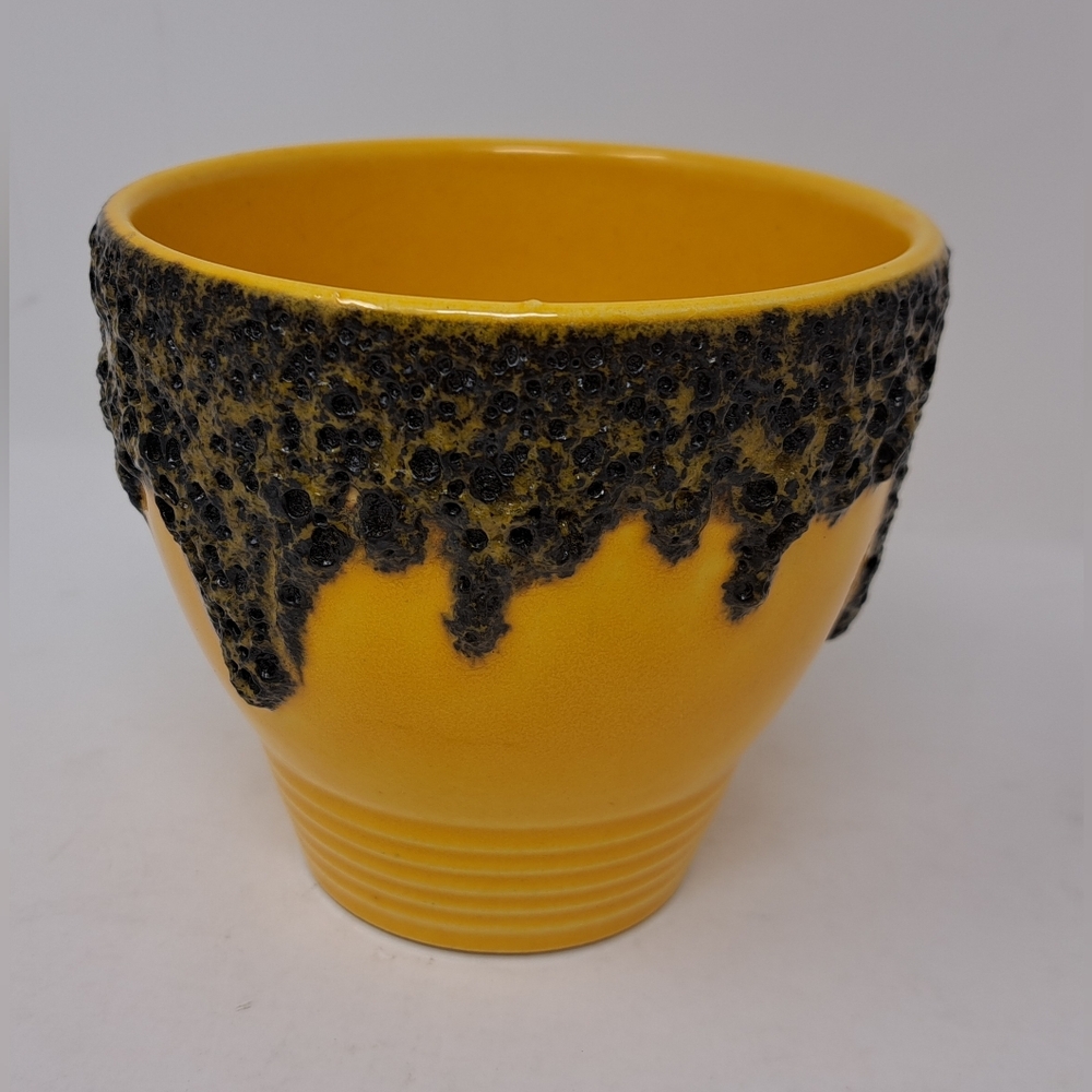 West Germany Fat Lava Flower Pot Vase MCM Mid Century Yellow Pottery Ceramics - Picture 8 of 13